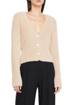 Vince Eyelash Knit V-neck Cardigan In Beige