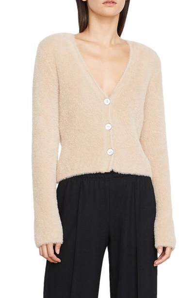 Vince Eyelash Knit V-neck Cardigan In Camel