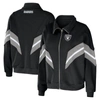 Wear By Erin Andrews Black Las Vegas Raiders Yarn Dye Stripe Full-zip Jacket In Black