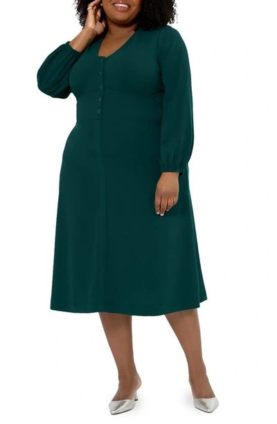 Leota Francesca Long Sleeve Midi Dress In Green