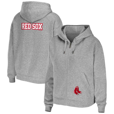 Wear By Erin Andrews Heather Gray Boston Red Sox Full-zip Hoodie