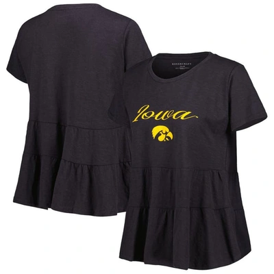 Boxercraft Black Iowa Hawkeyes Willow Ruffle-bottom T-shirt