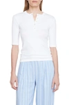 Vince Knit Henley Top In Optic White
