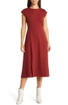 Nordstrom Cap Sleeve Front Slit Knit Dress In Red Syrah