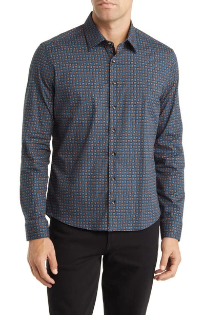 STONE ROSE STONE ROSE SCOTCH PRINT STRETCH WOVEN BUTTON-UP SHIRT