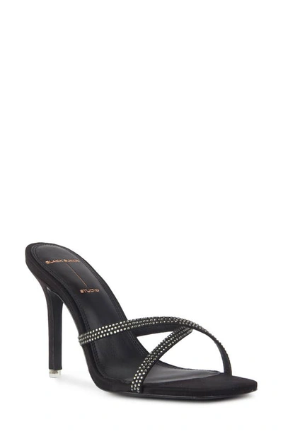 Black Suede Studio Arielle Sandal In Black Satin