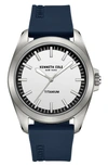 KENNETH COLE CLASSIC SILICONE STRAP WATCH, 42MM