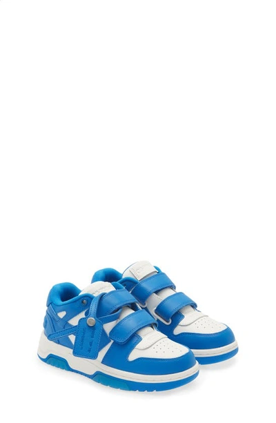 Off-white Kids' Out Of Office Logo-embroidered Leather Low-top Trainers 4-10 Years In Blue & White