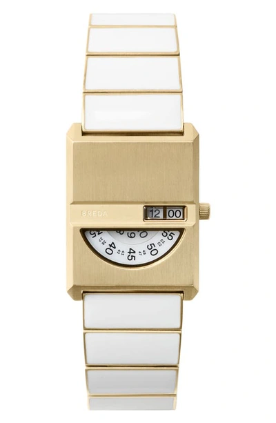 Breda Pulse Tandem Stainless Steel Bracelet Watch, 26mm In White