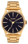 Nixon Sentry Bracelet Watch, 42mm In Gold / Indigo