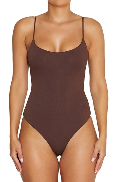 Naked Wardrobe Tank Bodysuit In Chocolate