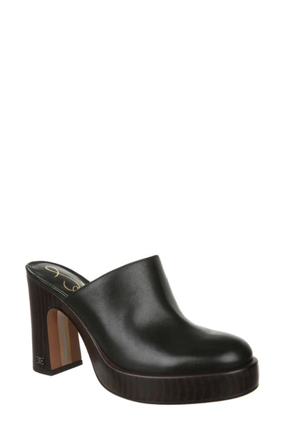 Sam Edelman Shiloh Leather Heel Mule In Black