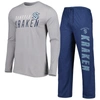 Concepts Sport Men's  Deep Sea Blue, Gray Seattle Kraken Meter Long Sleeve T-shirt And Pants Sleep Se In Gray