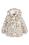 Widgeon Kids' Smocked Faux Fur Jacket In Baby Leopard