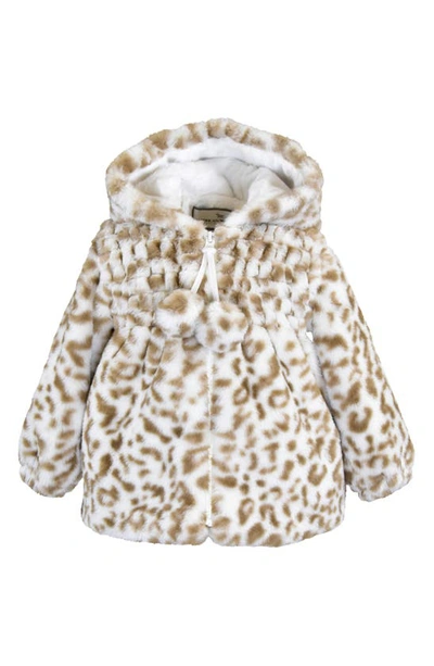 Widgeon Kids' Smocked Faux Fur Jacket In Baby Leopard