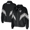 Wear By Erin Andrews Black Las Vegas Raiders Yarn Dye Stripe Full-zip Jacket In Black