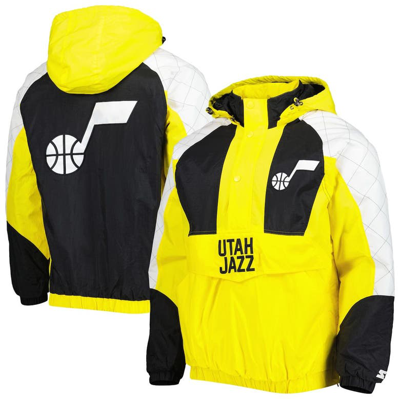 Starter Gold Utah Jazz Body Check Raglan Hoodie Half-zip Jacket
