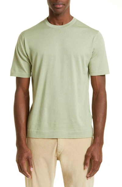 John Smedley Lorca Crewneck T-shirt In Desert Green