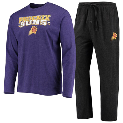 Concepts Sport Men's  Black, Purple Phoenix Suns Long Sleeve T-shirt And Pants Sleep Set In Black,purple