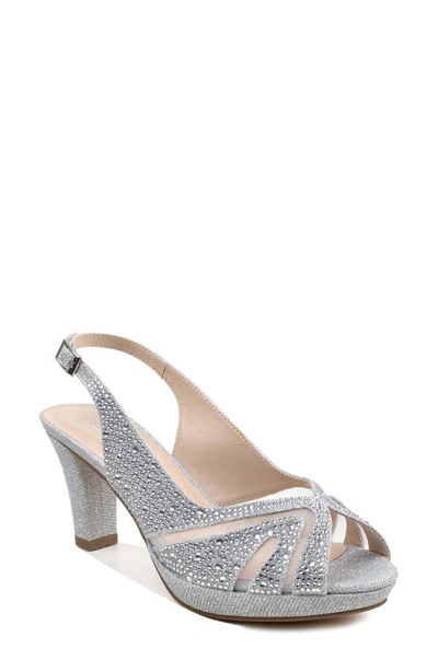 Paradox London Pink Linda Slingback Peep Toe Pump In Silver