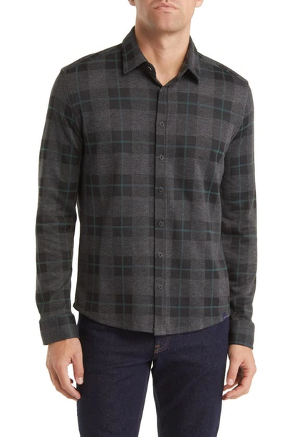 Stone Rose Dip Dye Jacquard Knit Button-up Shirt In Charcoal