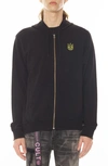 Cult Of Individuality Fallen Angel Cotton Graphic Zip-up Hoodie In Vintage Black