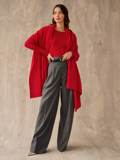 White + Warren Cashmere Travel Wrap In Crimson