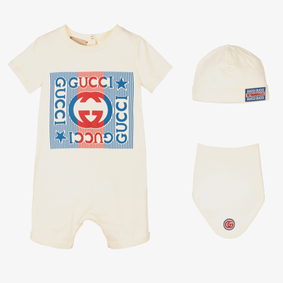 Gucci Babies'  Logo Cotton Gift Set In White