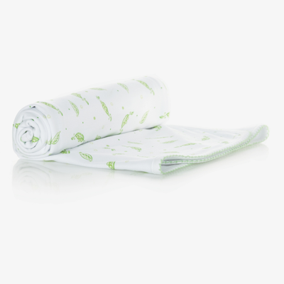 Kissy Kissy Green Peas Pima Cotton Blanket (72cm) In White