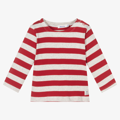 Absorba Babies' Red & Grey Striped Cotton Top