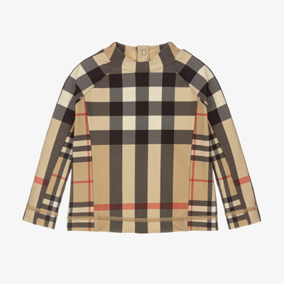 Burberry Beige Check Baby Sun Protective Top