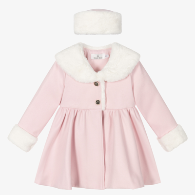 Beau Kid Girls Pink Faux Fur Coat & Hat