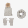 MAYORAL GIRLS GREY KNIT HAT SET