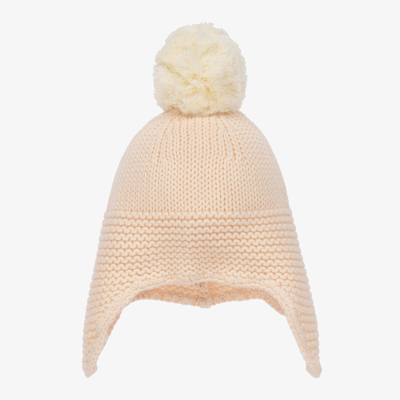 The Little Tailor Babies' Girls Pink Cotton Knit Bobble Hat