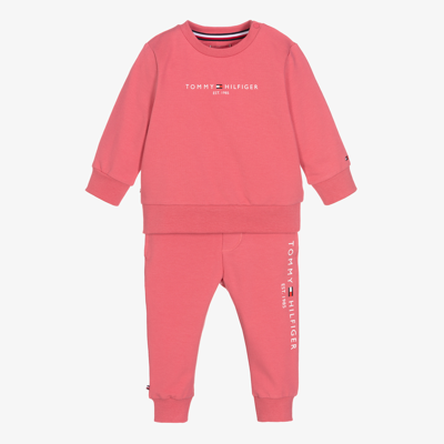 Tommy Hilfiger Girls Pink Logo Baby Tracksuit