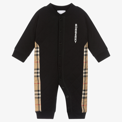 Burberry Babies' Black Quilted Cotton Romper