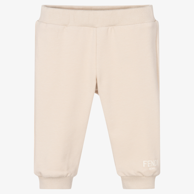 Fendi Beige Cotton Logo Baby Trousers
