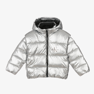 Calvin Klein Jeans Est.1978 Babies' Girls Silver 2-in-1 Jacket