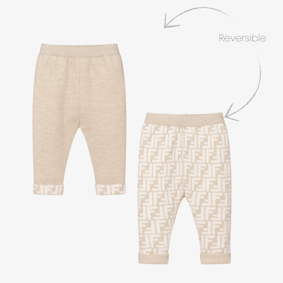 Fendi Babies' Beige Ff Wool & Cashmere Trousers