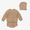 THE LITTLE TAILOR BEIGE KNITTED BABY SHORTS SET
