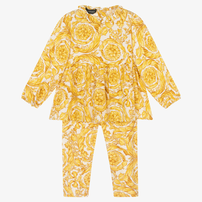 Versace Baby Girl's Giavanese Barocco 2-piece Set In Gold