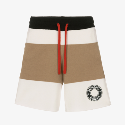 Burberry Kids' Boys Icon Stripe Wool Shorts In Ivory
