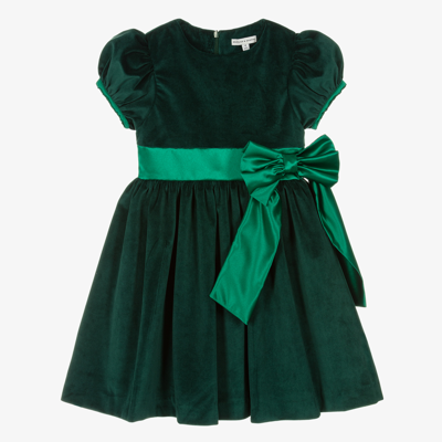 Beatrice & George Kids' Girls Green Velvet Dress