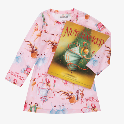 Hatley Books To Bed Kids' Girls Nutcracker Nightdress & Book Gift Set In Pink