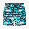 Vilebrequin Boys Blue Shark Swim Shorts In Blue