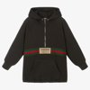 GUCCI GREY COTTON LOGO HOODIE