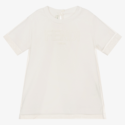 Fendi Kids' Girls Ivory Tulle Layer T-shirt