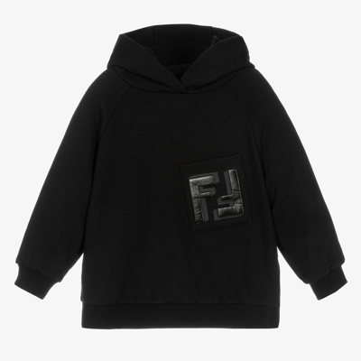 Fendi Black Cotton Logo Hoodie