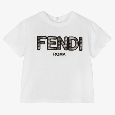 Fendi Baby Boys White Logo T-shirt