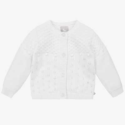 The Little Tailor White Knitted Baby Cardigan